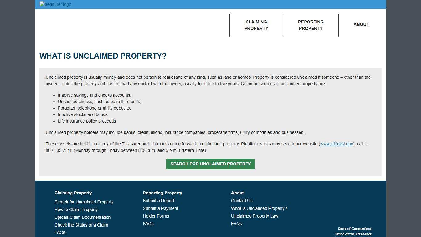 CT Unclaimed Property - Official State Site